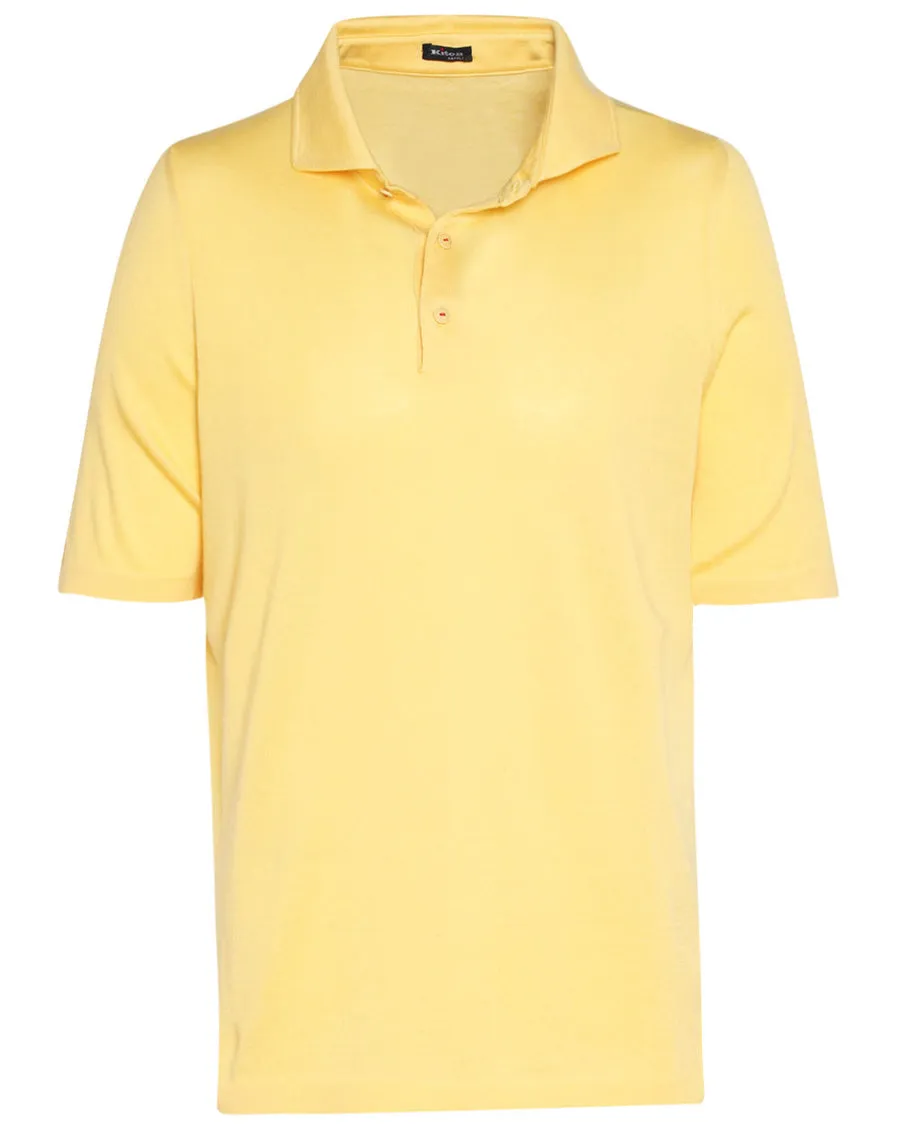 Yellow Cotton Self Collar Short Sleeve Polo